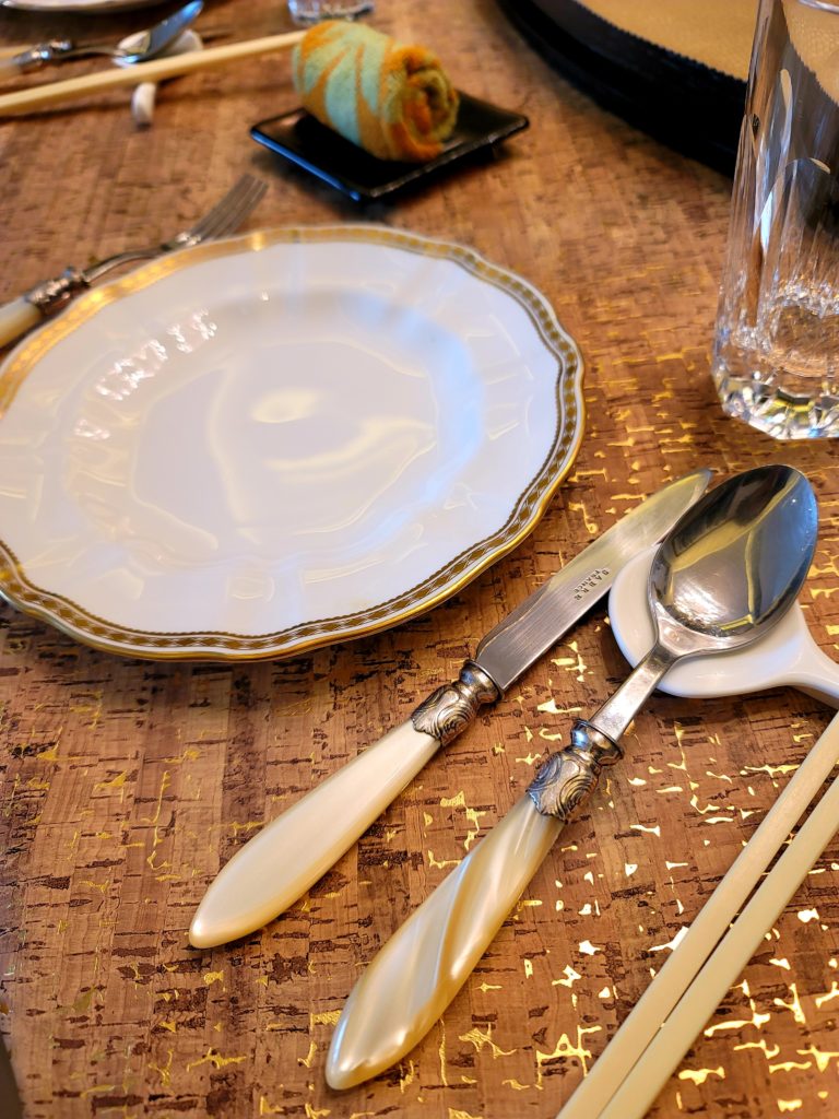 3rd element of a tablescape: tableware.