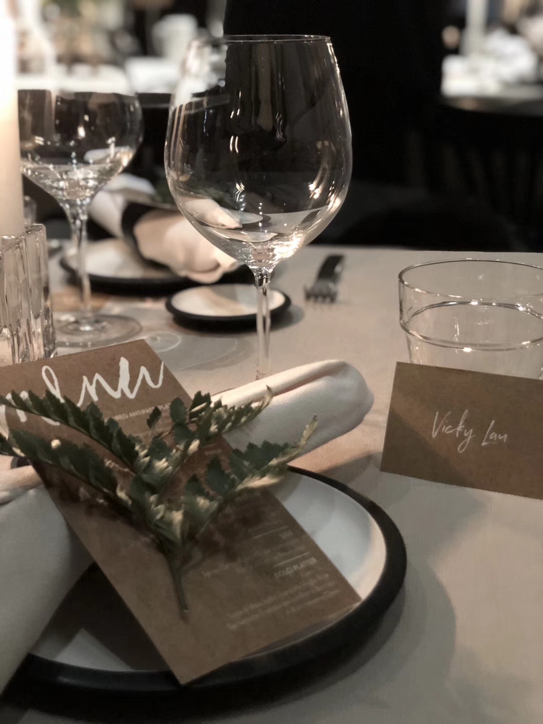 3rd element of a tablescape: glasses.